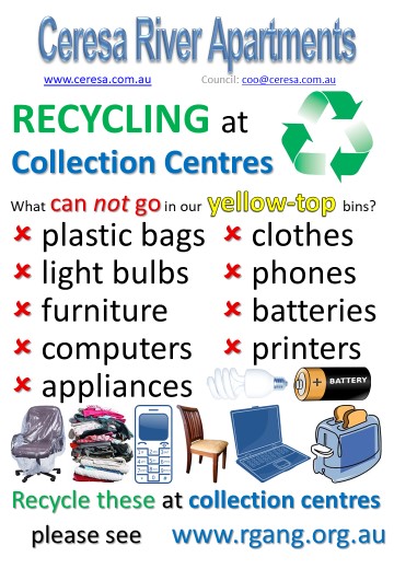 Recycle many items at collection centres